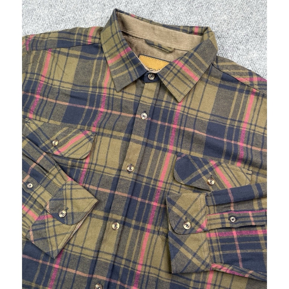 Venado Shirt Men's XL Green Plaid Fleece Button Front Long Sleeve